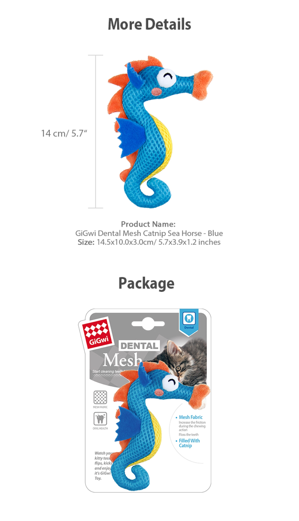 GiGwi Dental Mesh Seahorse - Blue
