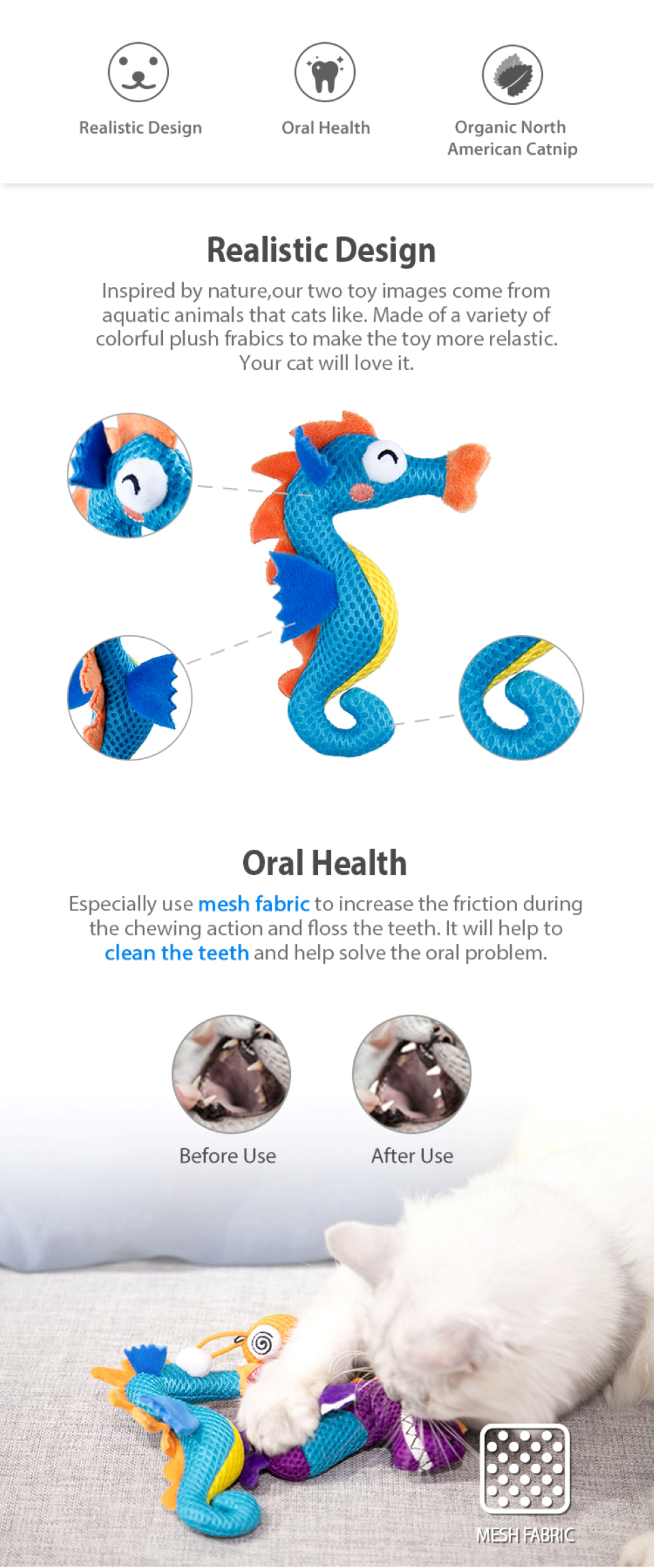 GiGwi Dental Mesh Seahorse - Blue