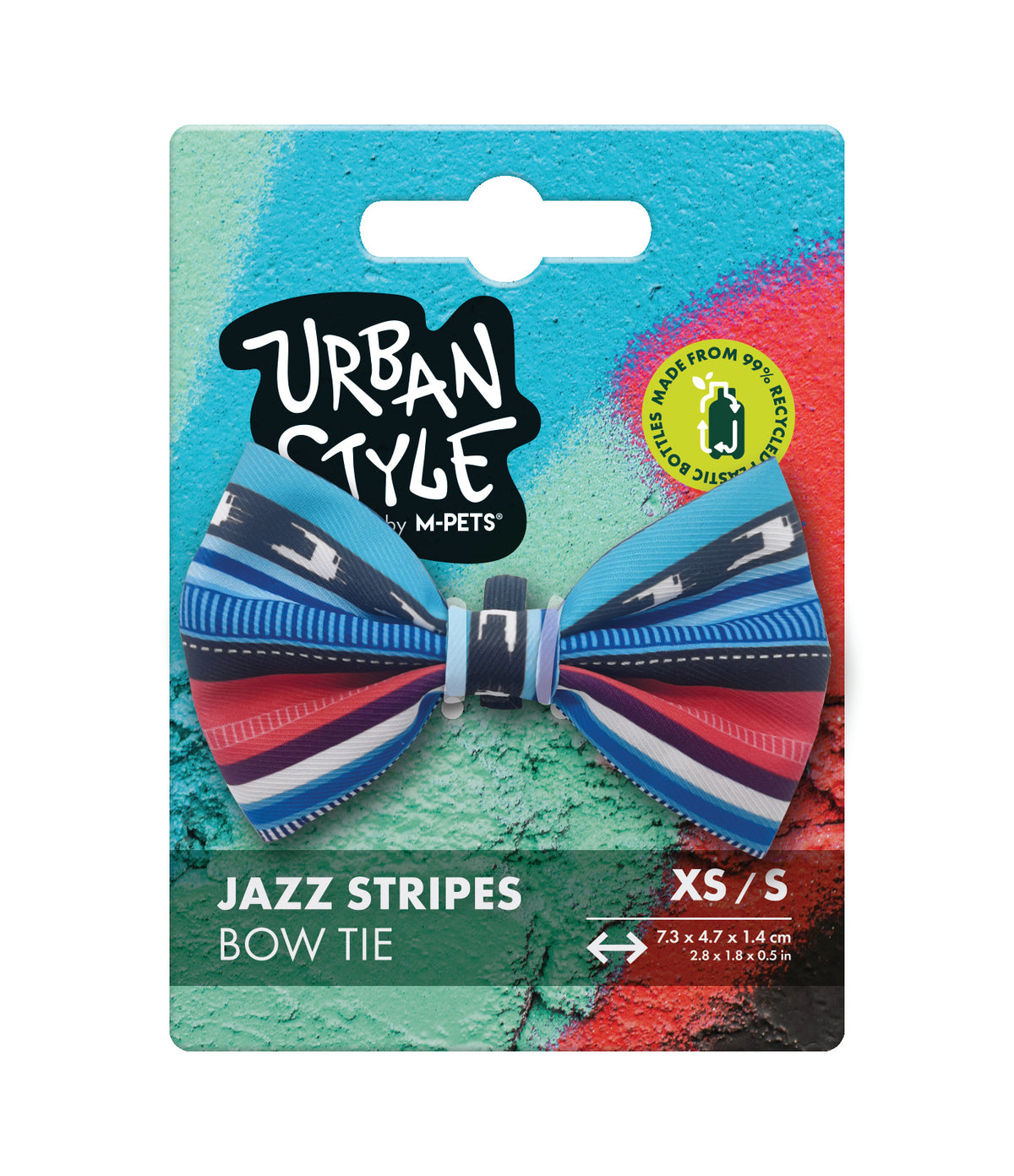 M-PETS Urban Style Jazz Stripes Bow Tie - XS/S