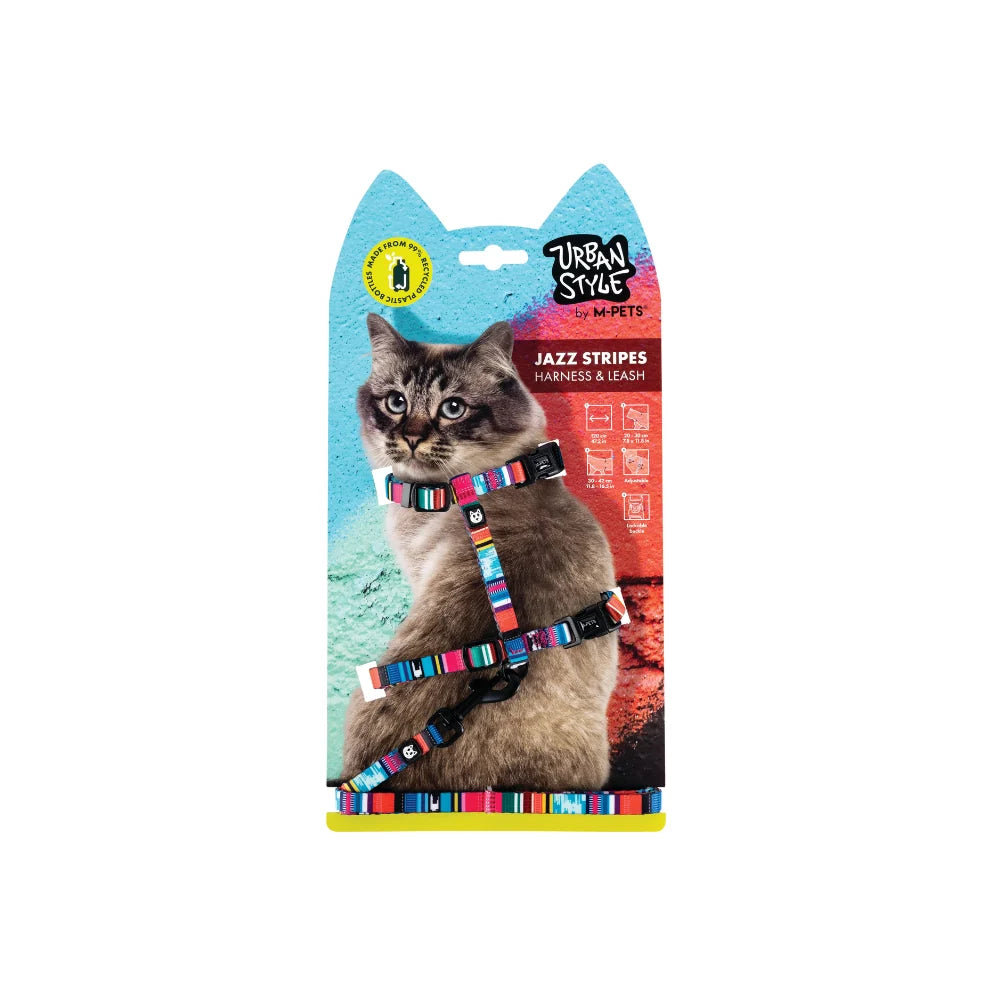 M-PETS Urban Style Jazz Stripes Cat Harness & Leash Set